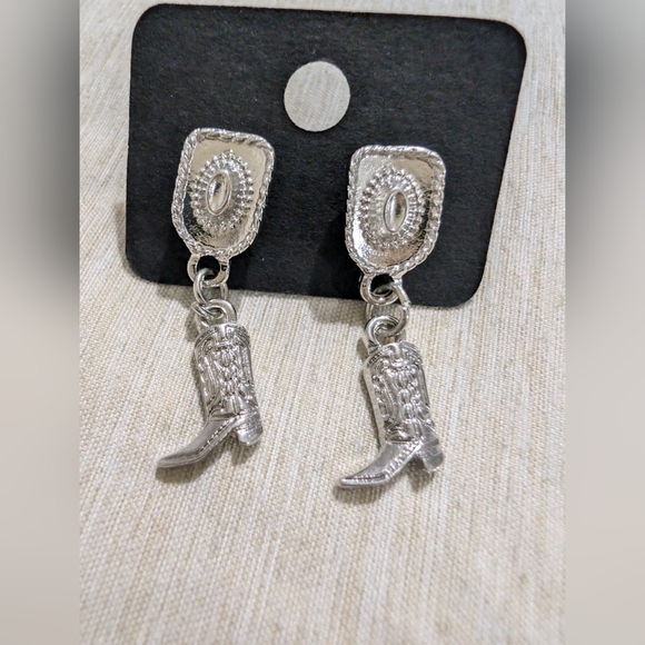 Vintage Jewelry - Vintage Silver Boot Charm Earrings